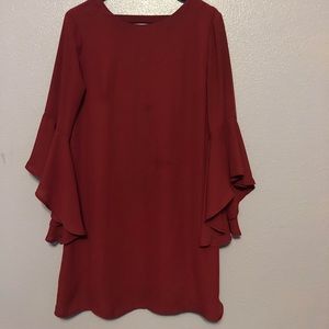 Bell Sleeve Maroon Dress